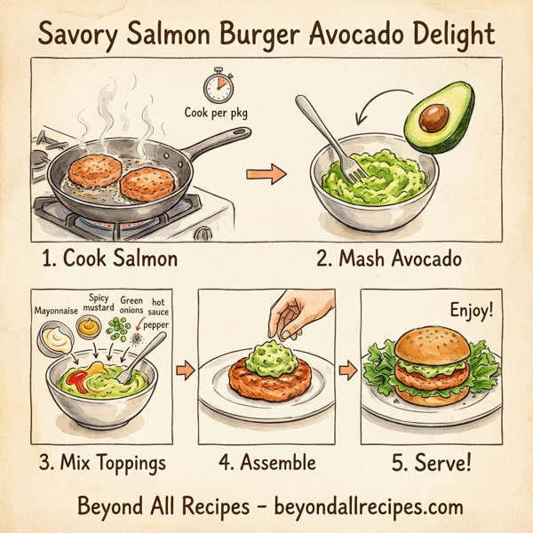 Savory Salmon Burger Avocado Delight instructions