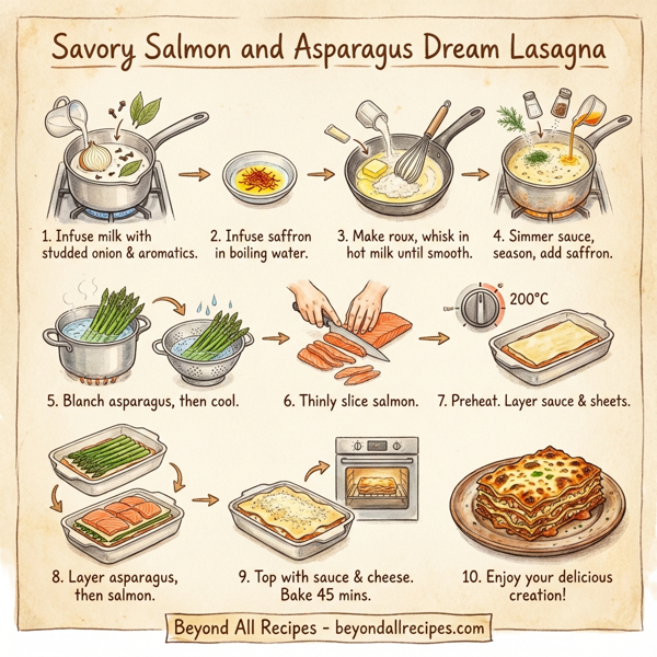 Savory Salmon and Asparagus Dream Lasagna instructions