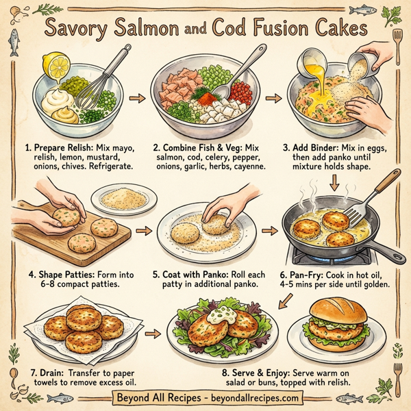 Savory Salmon and Cod Fusion Cakes instructions