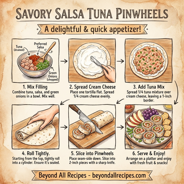 Savory Salsa Tuna Pinwheels instructions