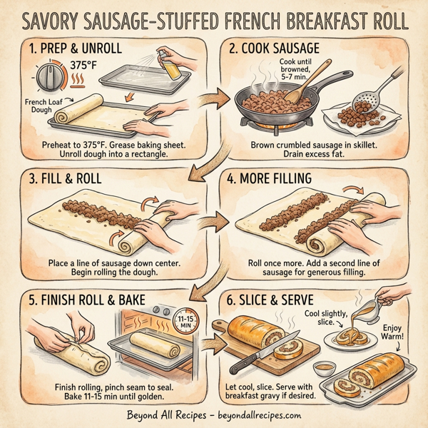 Savory Sausage-Stuffed French Breakfast Roll instructions