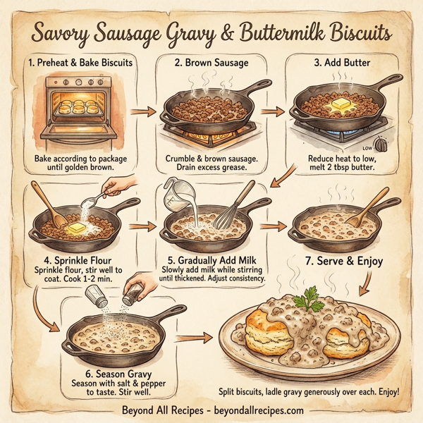 Savory Sausage Gravy & Buttermilk Biscuits instructions