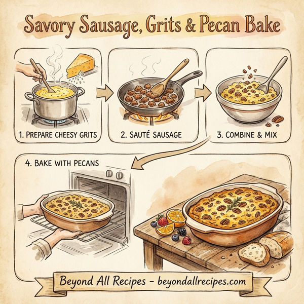Savory Sausage, Grits & Pecan Bake instructions