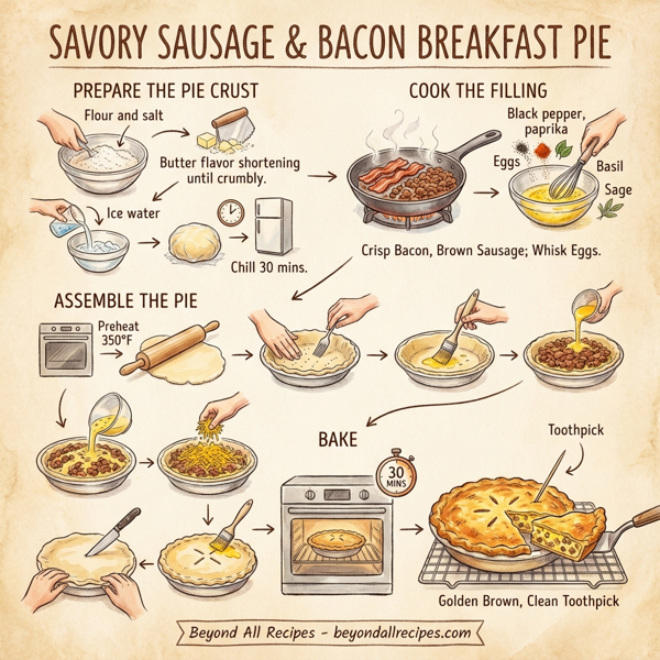 Savory Sausage & Bacon Breakfast Pie instructions
