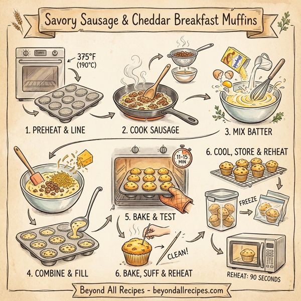 Savory Sausage & Cheddar Breakfast Muffins instructions