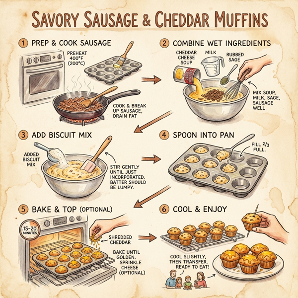 Savory Sausage & Cheddar Muffins instructions