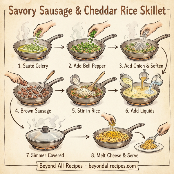 Savory Sausage & Cheddar Rice Skillet instructions
