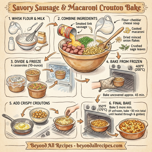 Savory Sausage & Macaroni Crouton Bake instructions