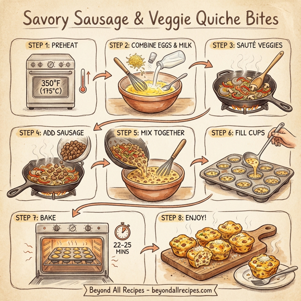 Savory Sausage & Veggie Quiche Bites instructions