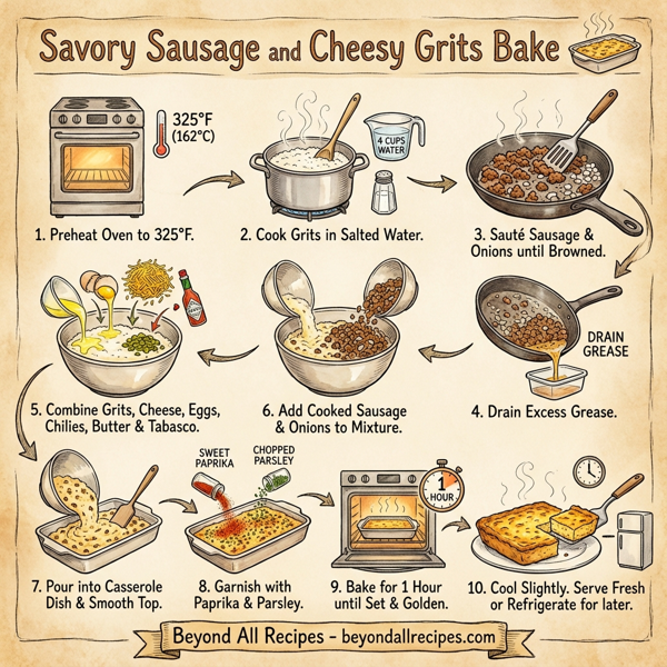 Savory Sausage and Cheesy Grits Bake instructions