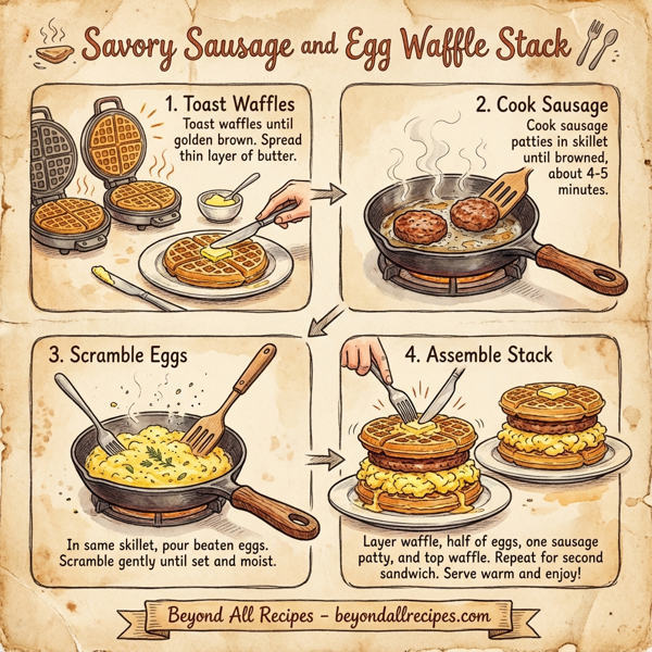 Savory Sausage and Egg Waffle Stack instructions
