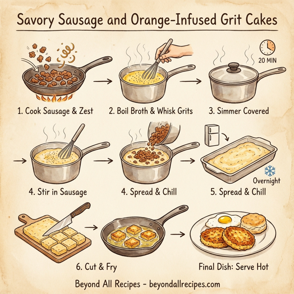 Savory Sausage and Orange-Infused Grit Cakes instructions