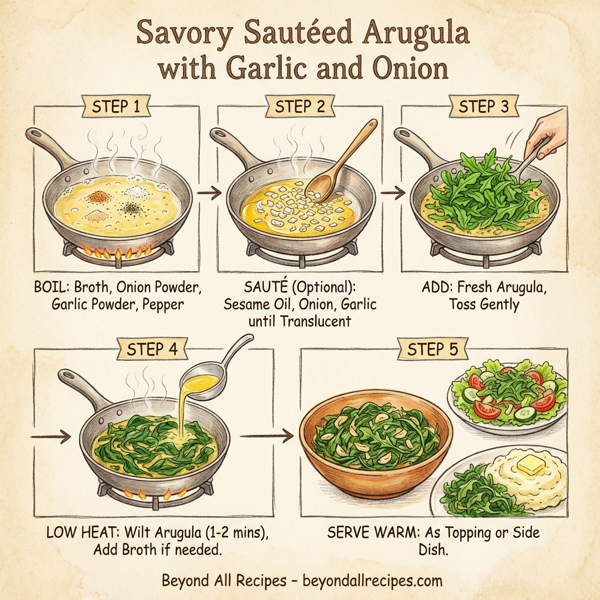 Savory Sautéed Arugula with Garlic and Onion instructions