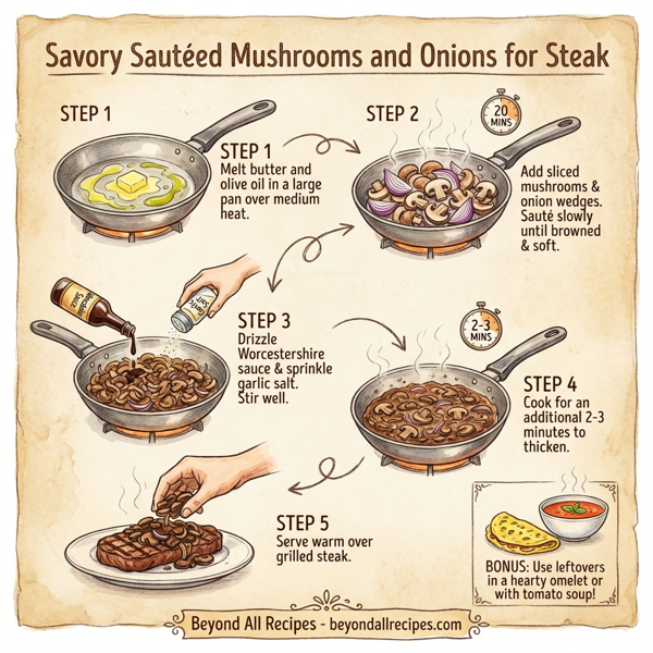 Savory Sautéed Mushrooms and Onions for Steak instructions