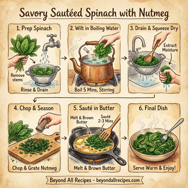 Savory Sautéed Spinach with Nutmeg instructions