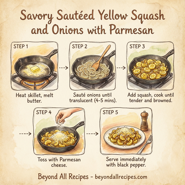 Savory Sautéed Yellow Squash and Onions with Parmesan instructions