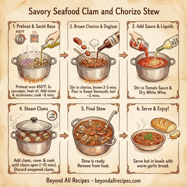 Savory Seafood Clam and Chorizo Stew instructions