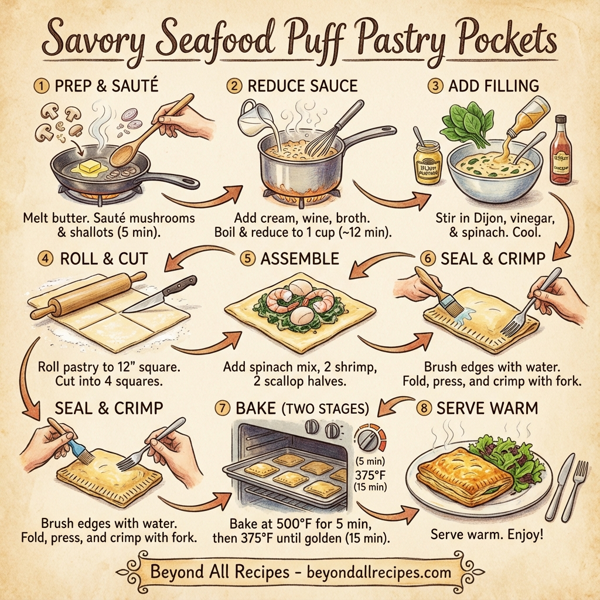 Savory Seafood Puff Pastry Pockets instructions