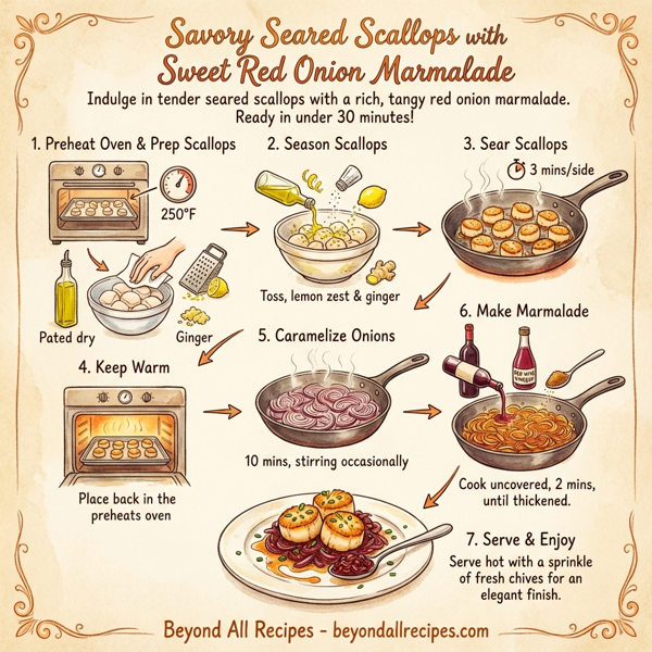 Savory Seared Scallops with Sweet Red Onion Marmalade instructions