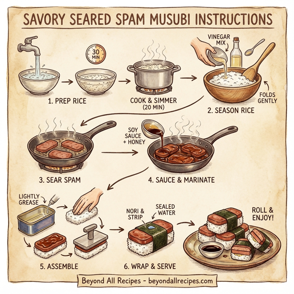 Savory Seared Spam Musubi instructions