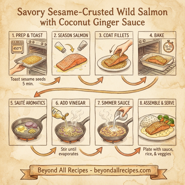 Savory Sesame-Crusted Wild Salmon with Coconut Ginger Sauce instructions