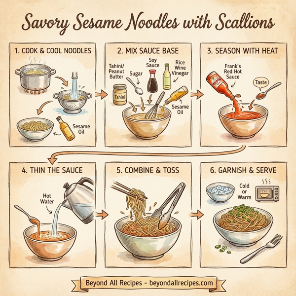 Savory Sesame Noodles with Scallions instructions