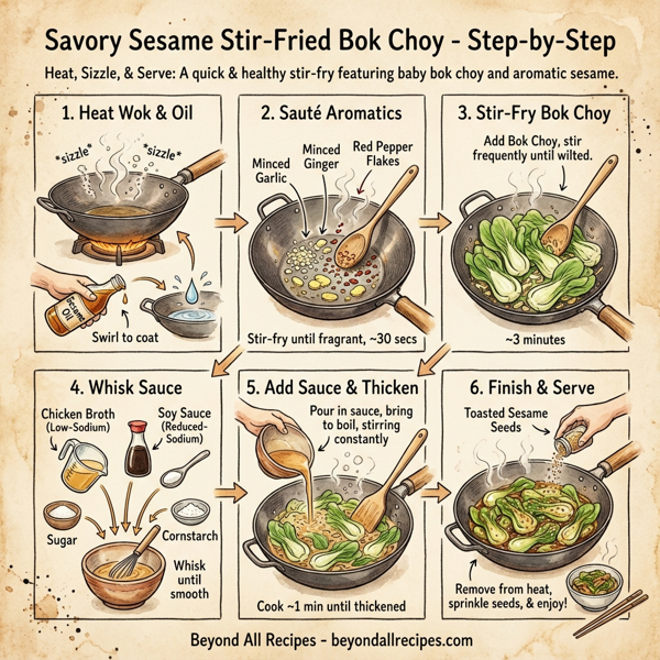 Savory Sesame Stir-Fried Bok Choy instructions