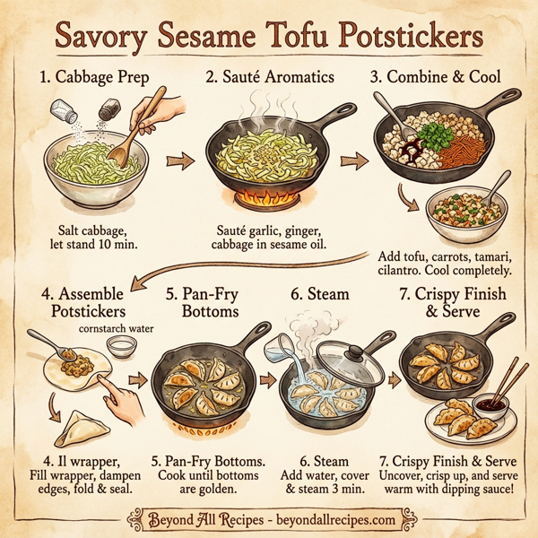 Savory Sesame Tofu Potstickers instructions