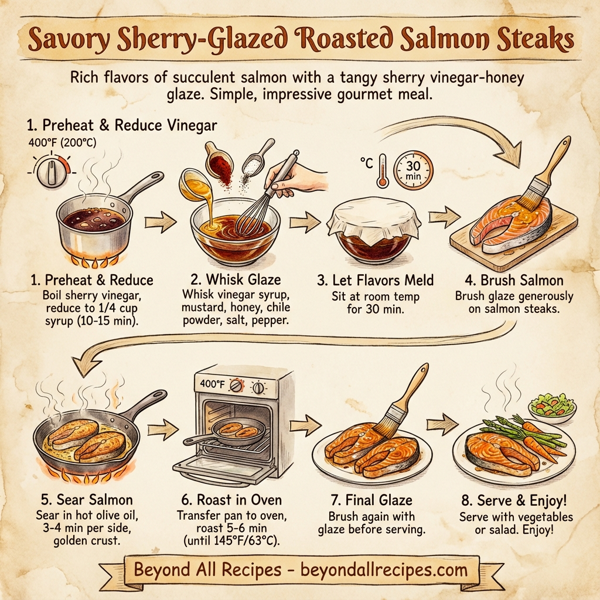 Savory Sherry-Glazed Roasted Salmon Steaks instructions