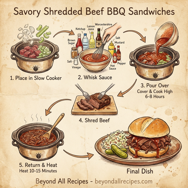 Savory Shredded Beef BBQ Sandwiches instructions