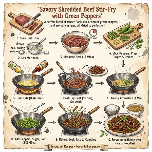 Savory Shredded Beef Stir-Fry with Green Peppers instructions