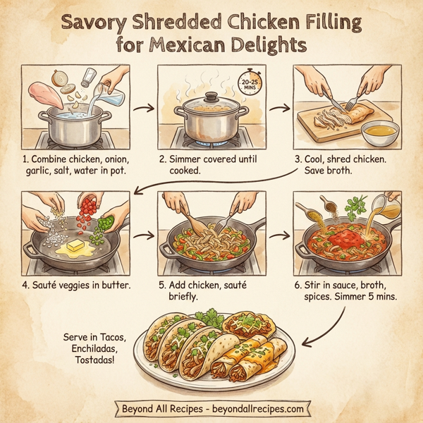 Savory Shredded Chicken Filling for Mexican Delights instructions