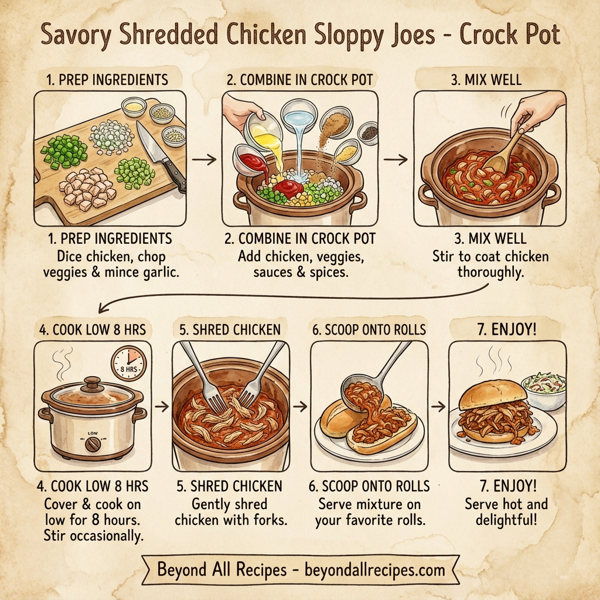 Savory Shredded Chicken Sloppy Joes - Crock Pot instructions
