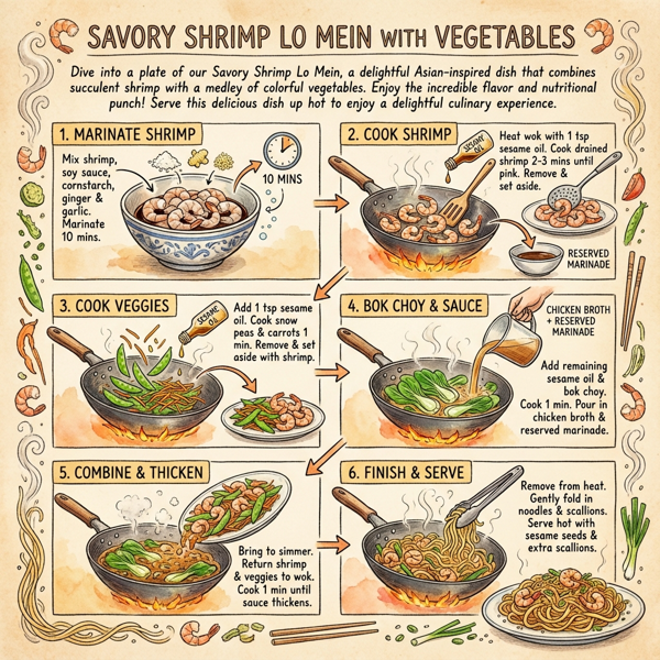 Savory Shrimp Lo Mein with Vegetables instructions