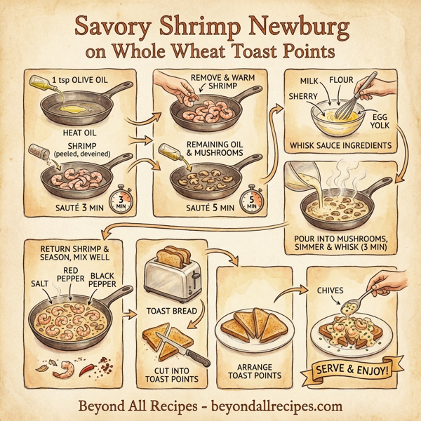 Savory Shrimp Newburg on Whole Wheat Toast Points instructions