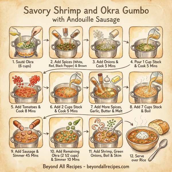 Savory Shrimp and Okra Gumbo with Andouille Sausage instructions