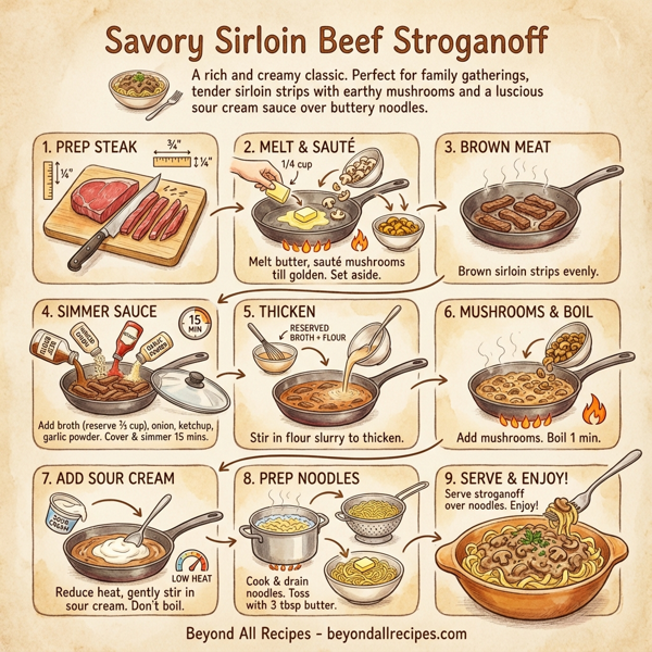 Savory Sirloin Beef Stroganoff instructions