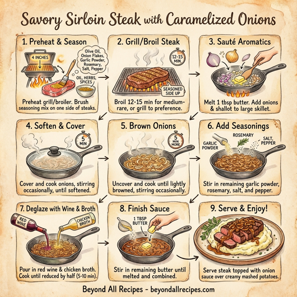 Savory Sirloin Steak with Caramelized Onions instructions