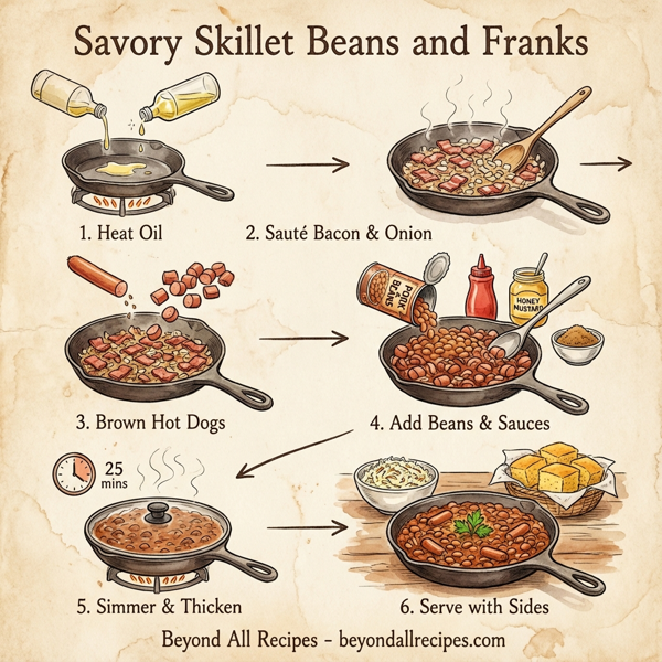 Savory Skillet Beans and Franks instructions