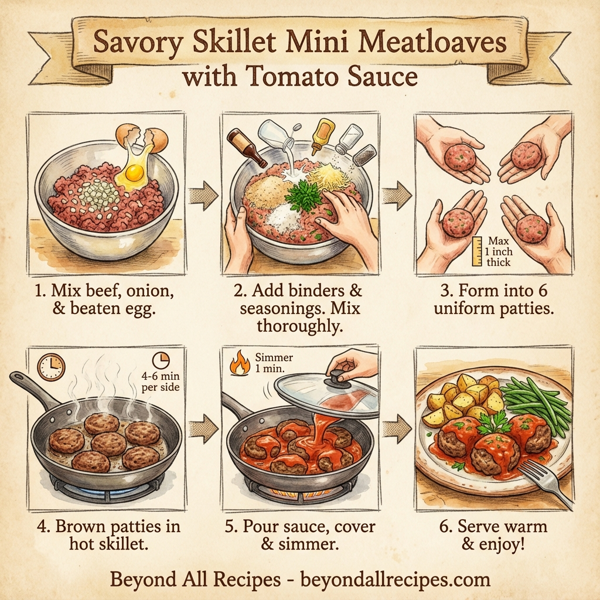 Savory Skillet Mini Meatloaves with Tomato Sauce instructions