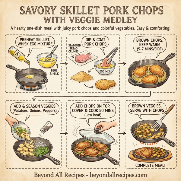Savory Skillet Pork Chops with Veggie Medley instructions