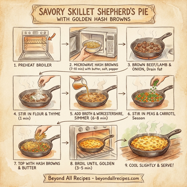 Savory Skillet Shepherd's Pie with Golden Hash Browns instructions
