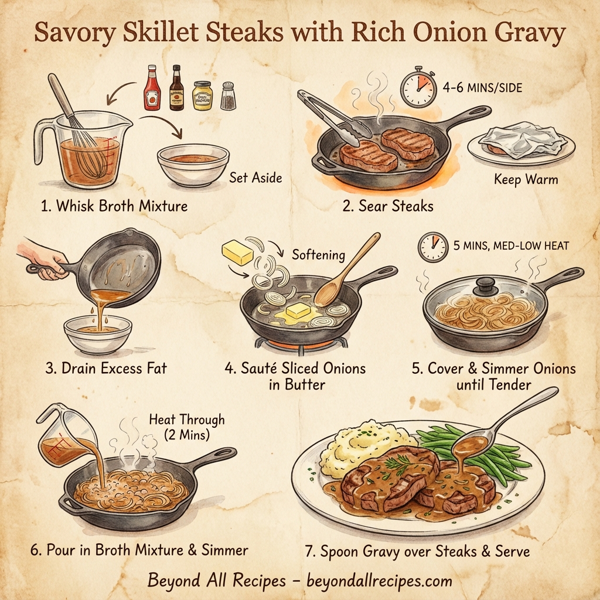 Savory Skillet Steaks with Rich Onion Gravy instructions