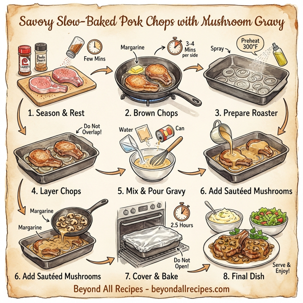 Savory Slow-Baked Pork Chops with Mushroom Gravy instructions