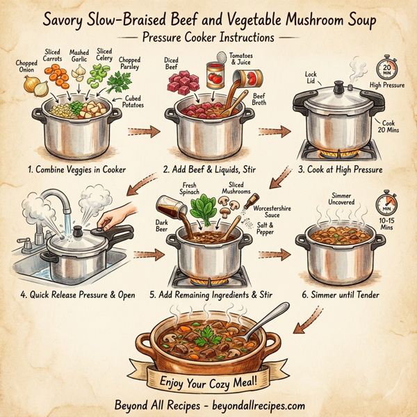 Savory Slow-Braised Beef and Vegetable Mushroom Soup instructions