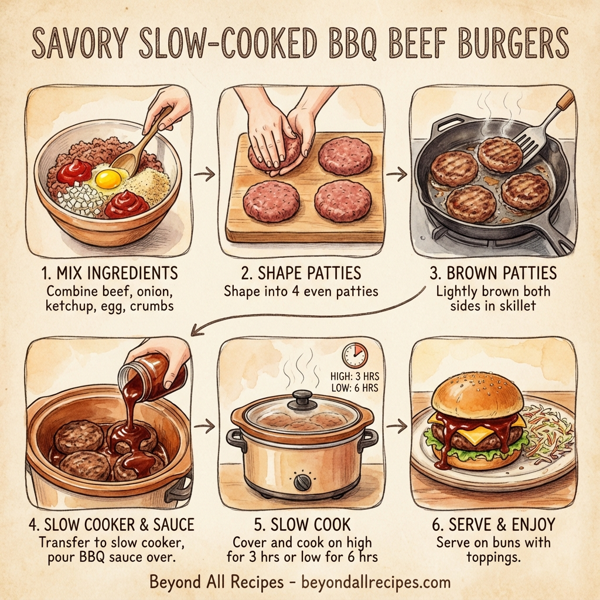Savory Slow-Cooked BBQ Beef Burgers instructions