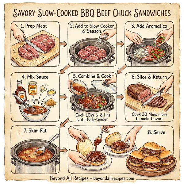 Savory Slow-Cooked BBQ Beef Chuck Sandwiches instructions