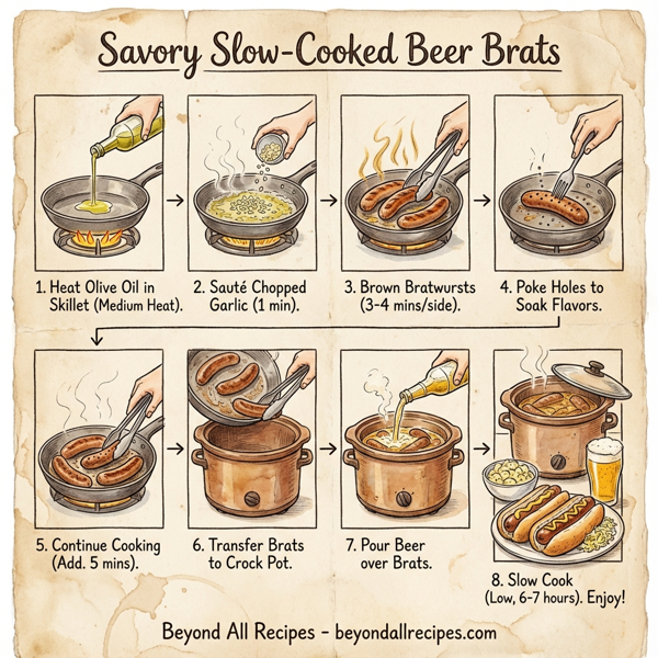 Savory Slow-Cooked Beer Brats instructions