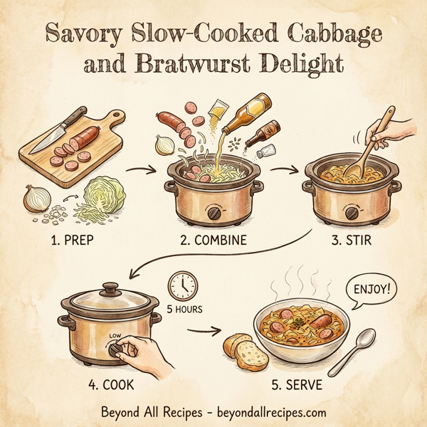 Savory Slow-Cooked Cabbage and Bratwurst Delight instructions