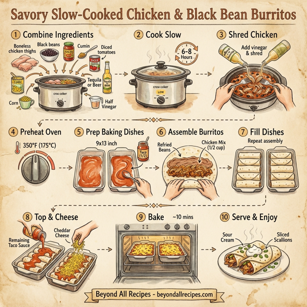 Savory Slow-Cooked Chicken & Black Bean Burritos instructions